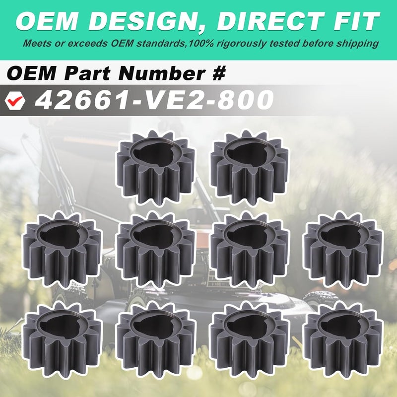 Adefol 10 Pack 42661-VE2-800 Pinion Gear - 12 Teeth Drive Gear for Honda HRM215 HRB215 HRS216 Lawn Mower, 12T Pinion Gear Lawn Mower Parts Fits HRB216K4 HRB216K5 Models Replace 42661-VE2-800 - Image 3